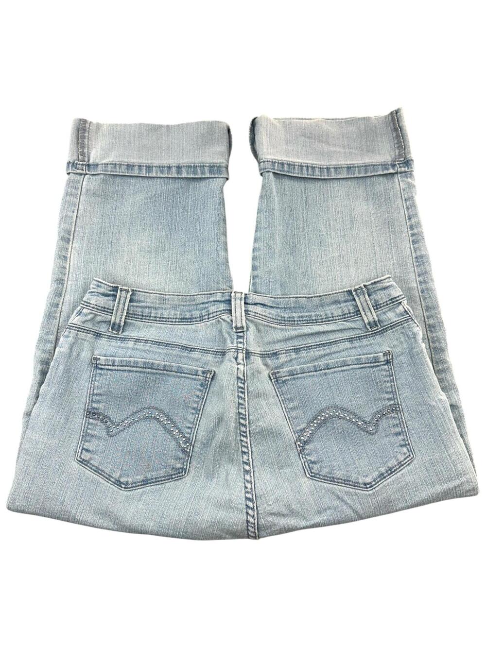 Lee Y2K Rhinestone Embellished Light Wash Capri Jeans with Wide Cuff